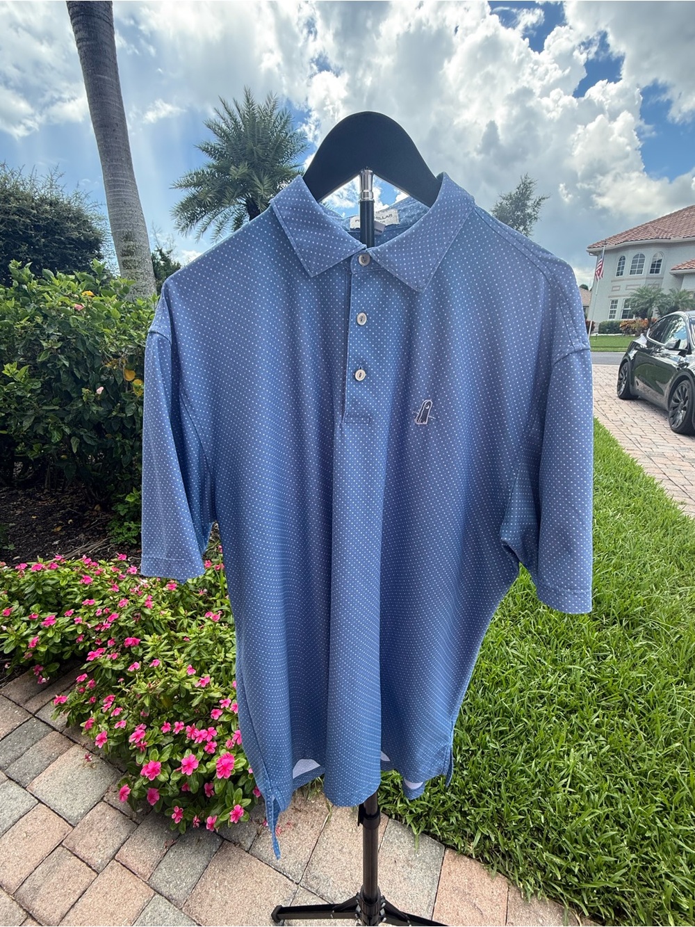 Peter Millar Light Blue Microdot Performance Polo